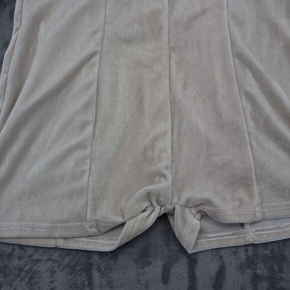 Rehab Shorts Women Small Beige Casual Romper Long Sleeve Velour One Piece Outfit - Picture 13 of 16